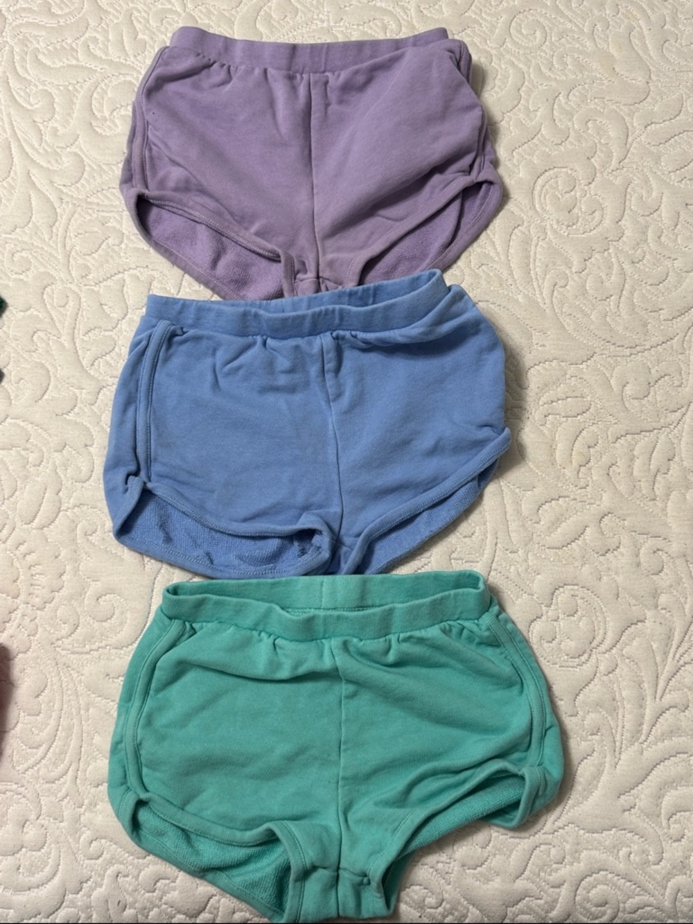 Hanna Andersson Dolphin Shorts Trio — Teal, Periwinkle & Lavender Size 5 - Picture 3 of 4